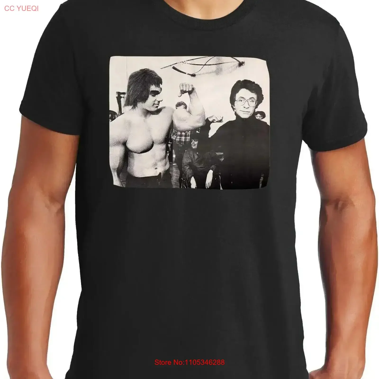 Футболка PubliciT T ShirtZ с фотографией Лу Феррино и Билла Бикси на сцене, винтажная, с эффектом потертости, для повседневной носки, больших размеров, слегка состаренная.