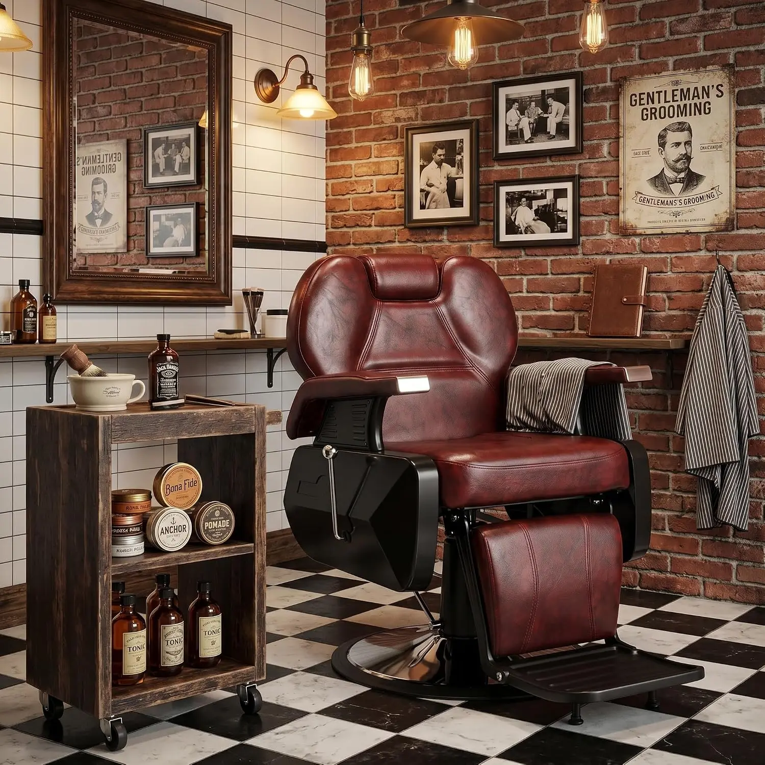 Professional Reclining Barber Chair, All Purpose Salon Beauty Equipment, Customized