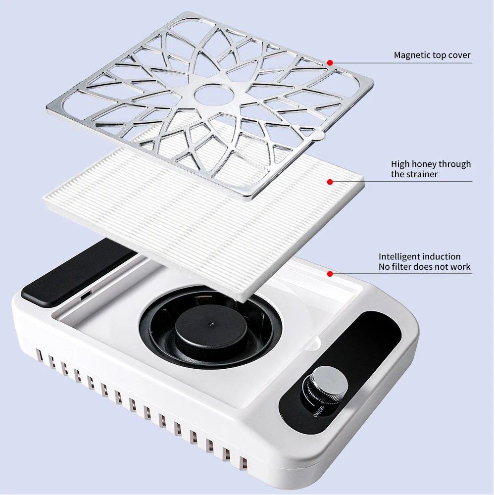 強力なネイルダストコレクター、プロ用ネイルポリッシング掃除機、取り外し可能なフィルター付き、ネイルサロン用掃除機