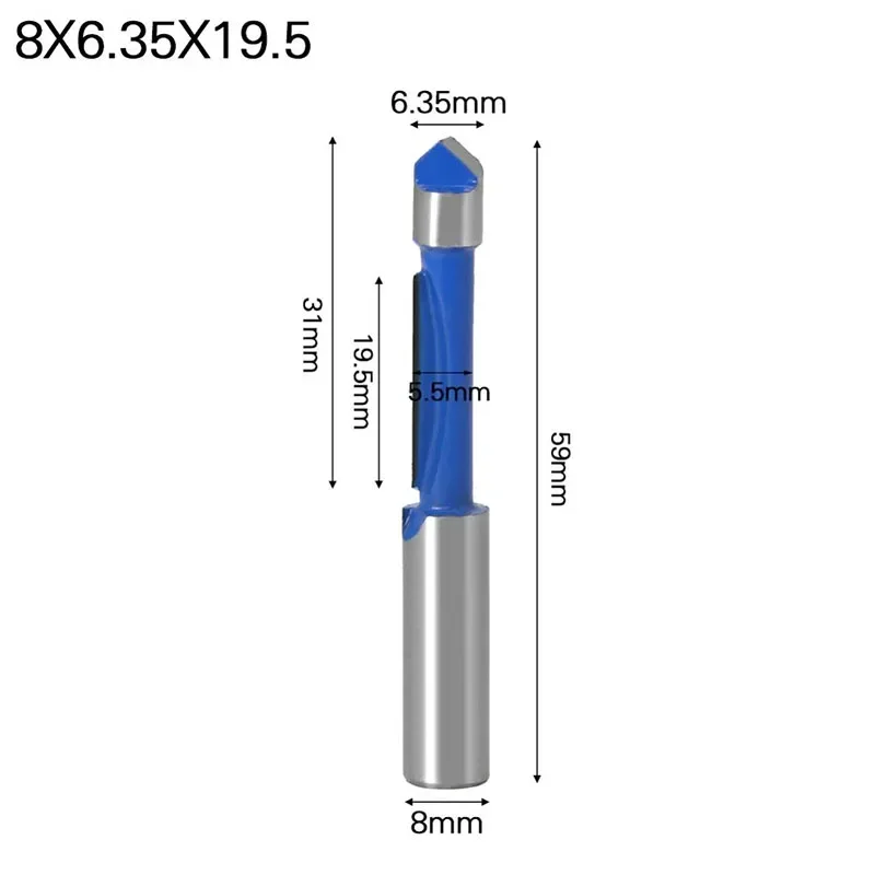 6.35mm,8mm,Diameter Panel Pilot Trim Router Bit - 8" Shank