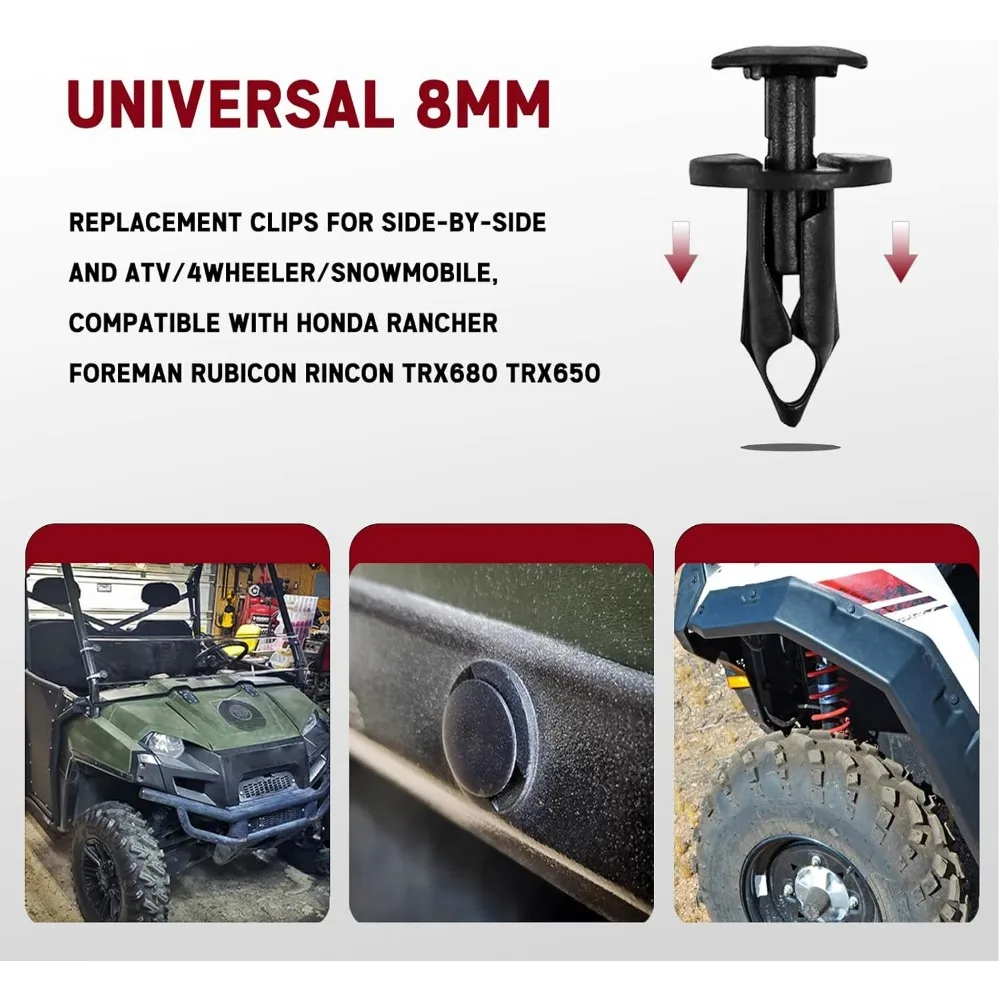 200 قطعة من مشابك حاجز النايلون UTV العالمية ومسامير الجسم مع أداة إزالة الصواميل لإصلاح ATV #6