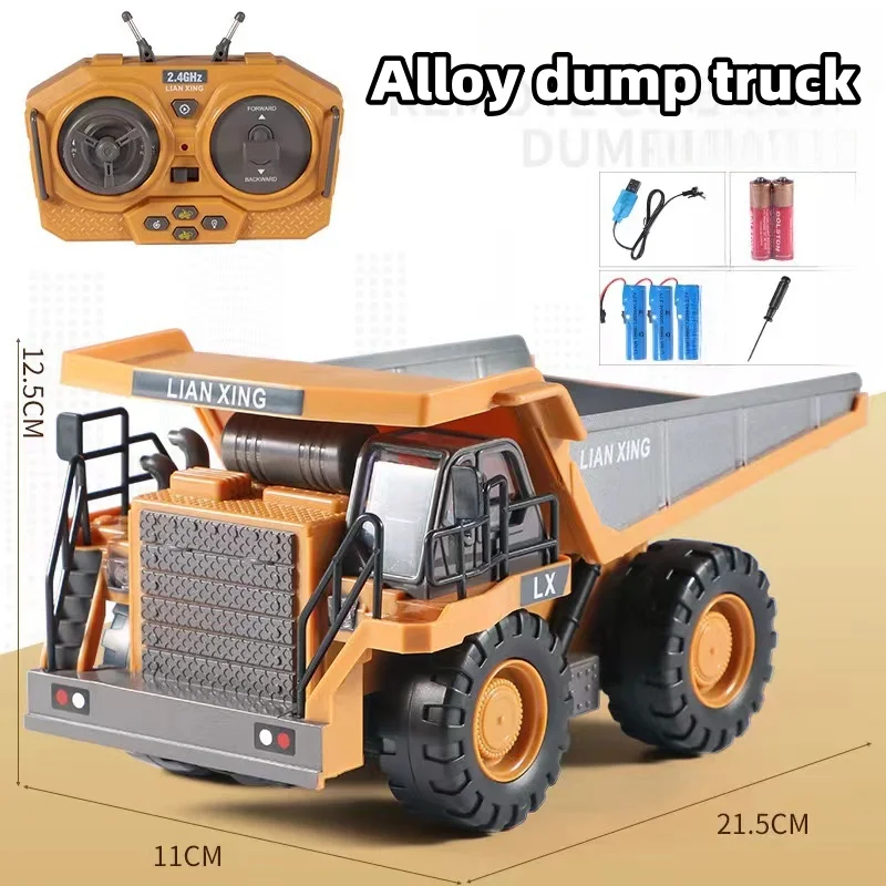 1:24 9CH RC Alloy Dump Truck Car Engineering Vehicle Forklift Heavy Excavator Remote Control Car Toys for Boys Children's Gifts