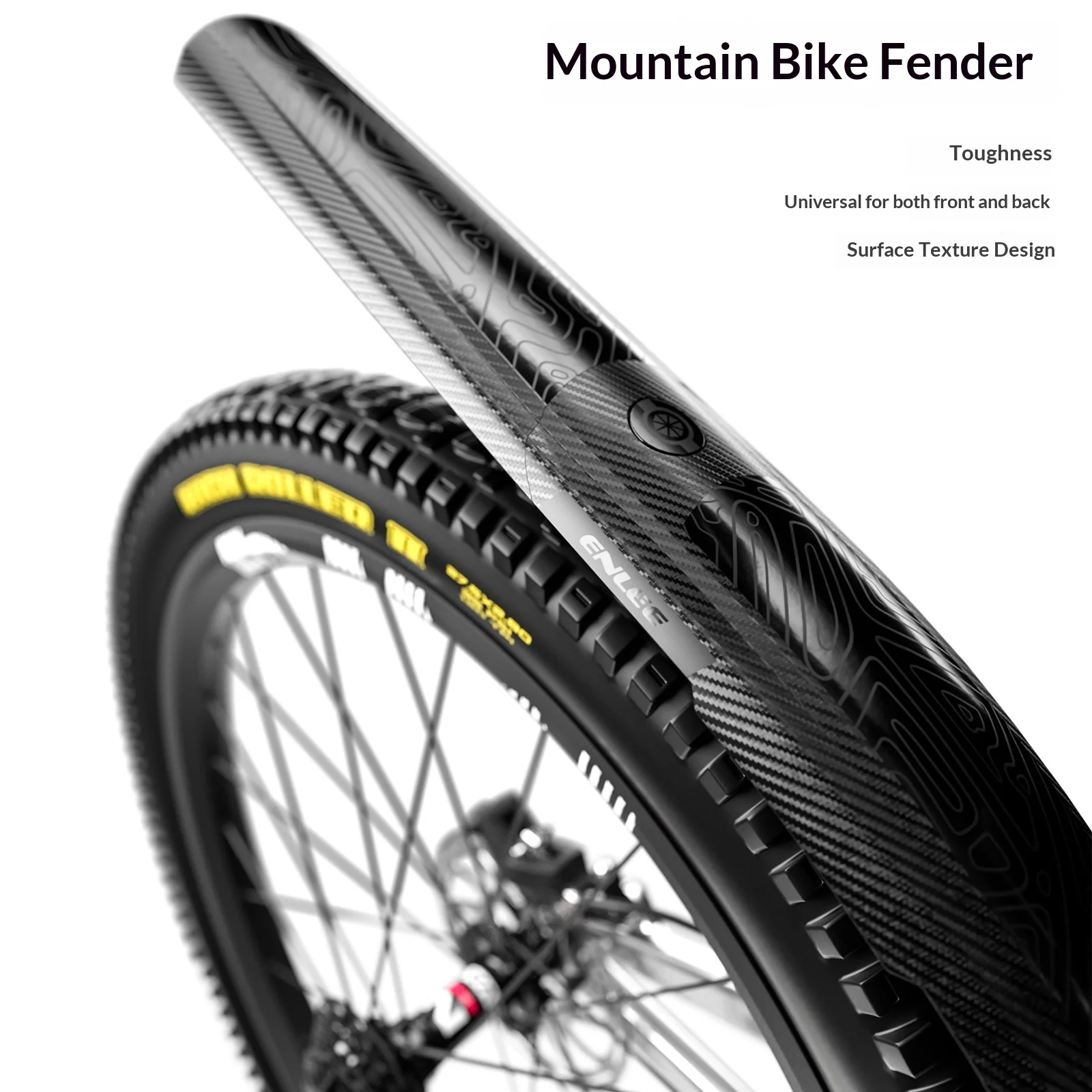Enlee Mountainbike-Schutzbleche für Downhill-Bikes, verlängerte und verbreiterte Regenschutzbleche mit Kohlefaser-Textur, universell für vorne und hinten