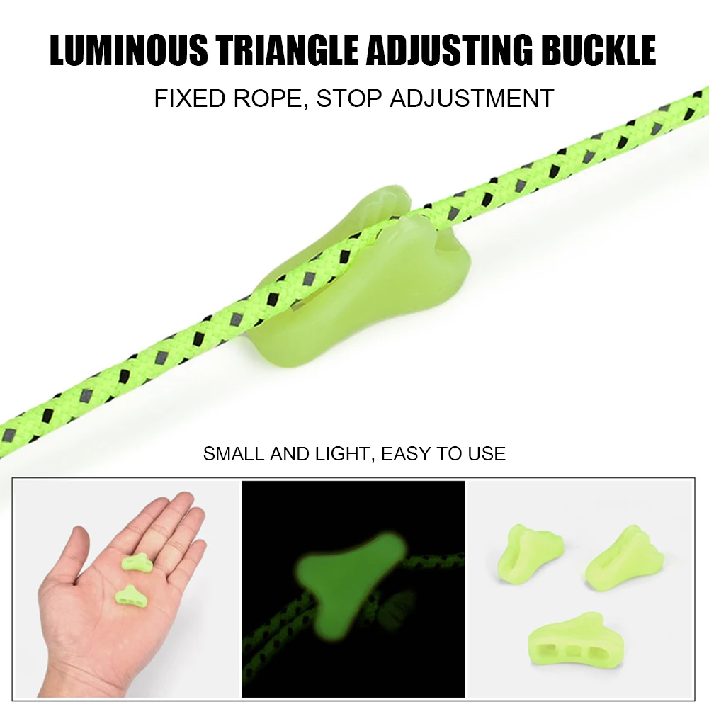 Adjustable Outdoor Camping Luminous Awning Anti-slip Triangle Tent Rope Buckle
