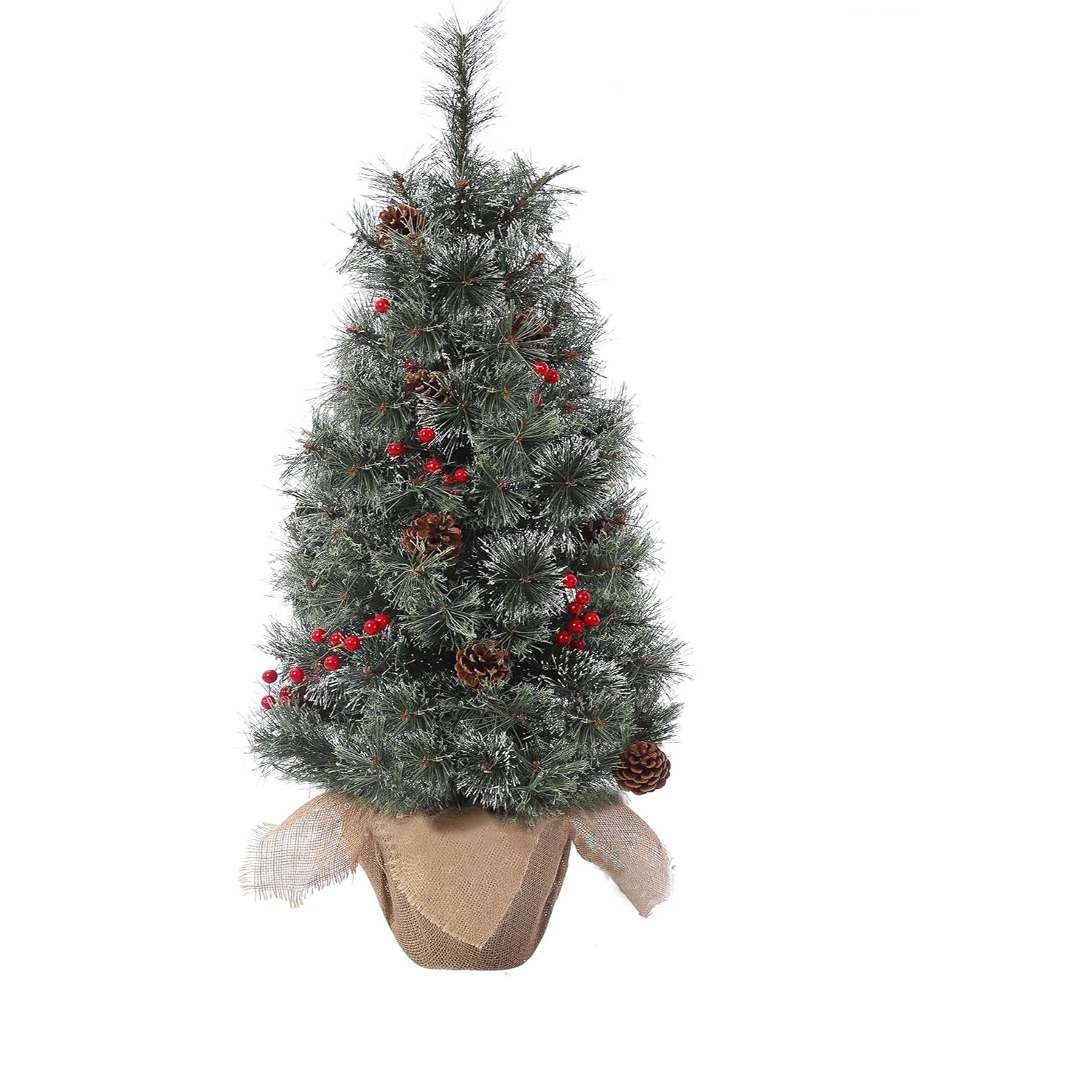 

1-2 Pcs 3ft Tabletop Christmas Tree, Pre-lit Xmas Tree with Cloth Bag Base, with LED Lights, Christmas Tree for Desk Decor