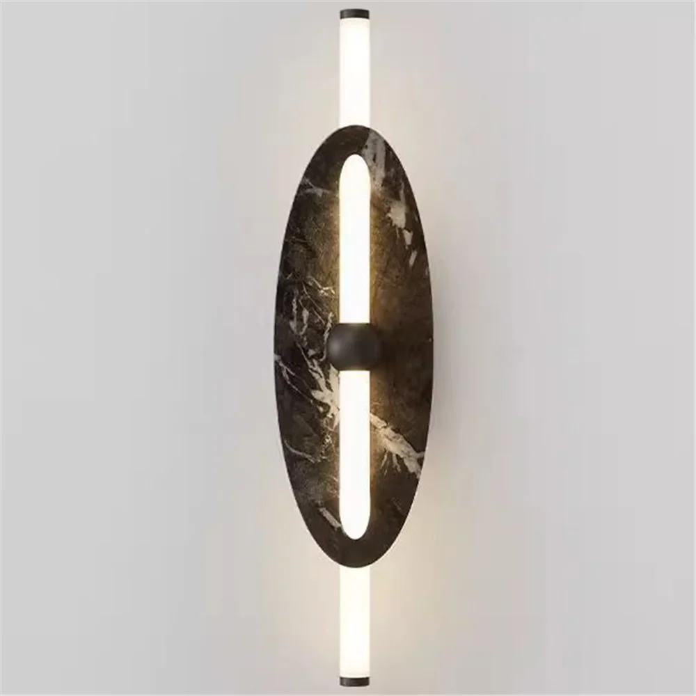 Art Deco Creative Marble Pattern Metal Acrylic Led Wall Lamp Hallway Hotel Cafe Dining Room Stairs Interior Lighting Fixtures