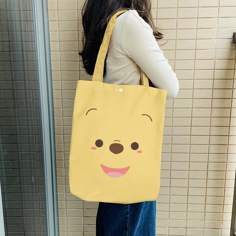 Disney Winnie Piglet Eeyore 5541 Anime Shoulder Bags Cartoon Customized Shopping Bag Casual Tote Storage Handbag Gift