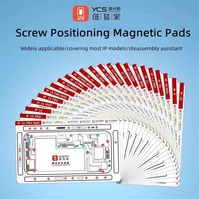 YCS Double-Sided Magnetic Mat for Phone Repair - Precision Screw Positioning Pad with Memory Foam for iPhone 15 Pro Max/15/14