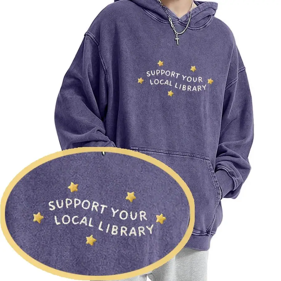 

Sweatshirt Long Sleeves Stylish Pullover Y2K Graphic Hoodies Crew Neck Unisex Casual Daily Wear Support Your Local Library