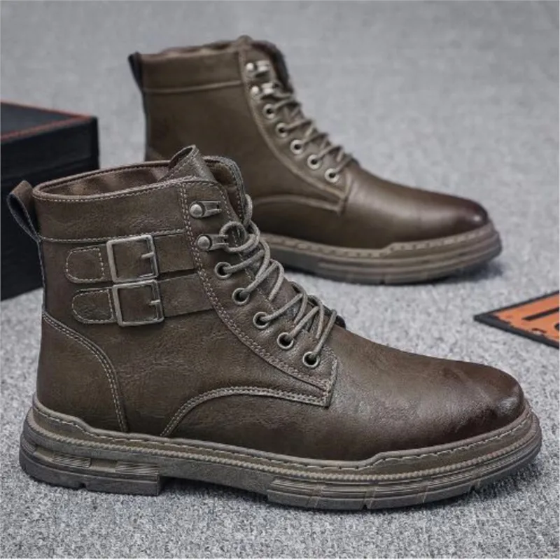 Botas de motocicleta para hombre, botines informales de estilo británico, suela gruesa, chelsea, M1039, novedad de otoño