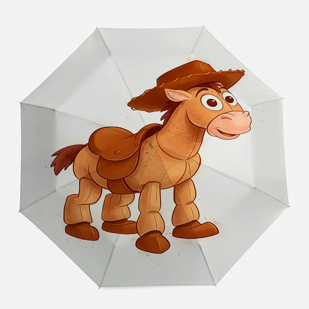 

Автоматический складной зонт Disney Toy Story Bullseye Horse Chibi с мультяшным принтом, портативный водонепроницаемый ветрозащитный зонт для путешествий