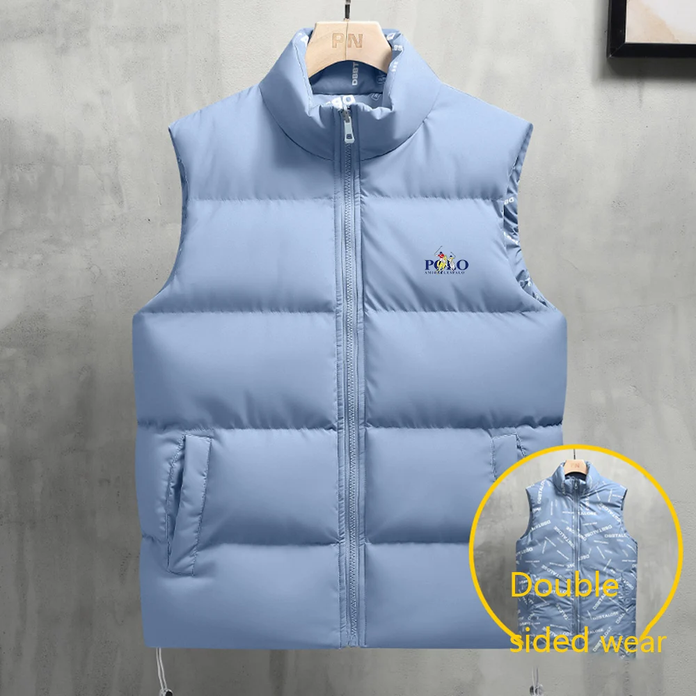 2024 Autumn/Winter Printed New Men\'s Sports Vest Casual Coat Thickened Fashionable Casual Trendy Street Sleeveless Jacket