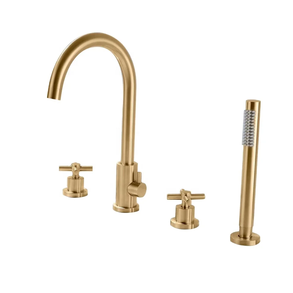 2021 Luxury Design Brushed Gold Simple Home Bathroom Bathtub Faucet Hot And Cold Water Faucet