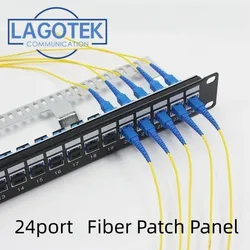 1U 19''  24 Port Sc  24x LC Duplex Straight-through  Fiber Patch Panel  Sc  Lc Adapter  Distribution Frame   fiber keystone jack