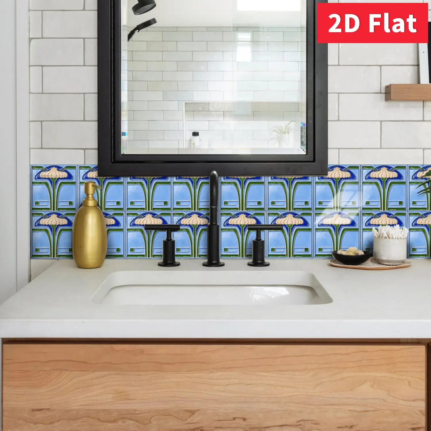 Self‑Adhesive 6 Inch Vintage Tile Stickers Removable Decor Wall Decals for Kitchen Bathroom (8/16/32/64Pcs)