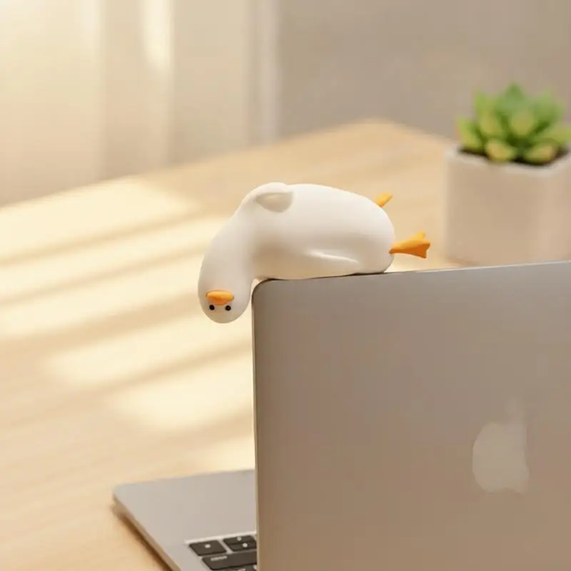 Cute Duck Bookend Stable Non-Slip Resin Book Holder Decorative Desktop Organizer for Home Office Study Bookshelf Decor