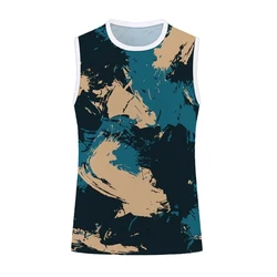 Mens Tank Top Camo Printed Sleeveless T-shirt Summer Breathable Quick Drying Fitness Wear Men's Outdoor Running Training Clothes