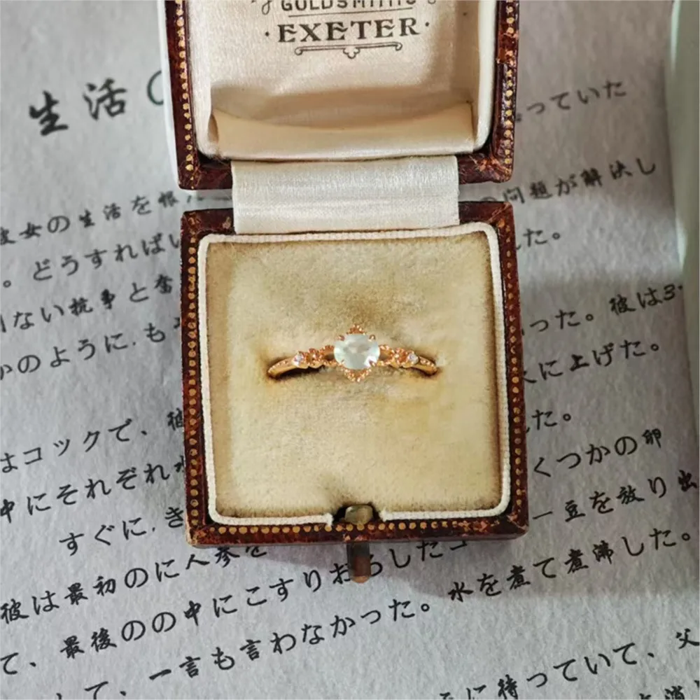 لامون خمر خاتم الأحجار الكريمة الطبيعية Prehnite للنساء رومانسية الجوف خارج 925 فضة الذهب Vermeil غرامة مجوهرات هدية