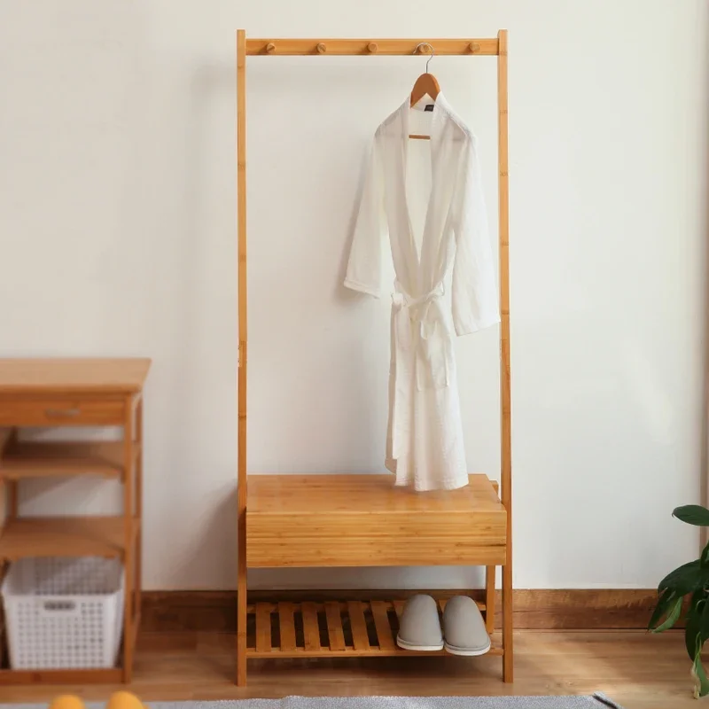 Bamboo Floor Type Hangers, Clothes-racks With Two Boards, Hat Rack Coat Shelf A Coat And Hat Rack With Drawers