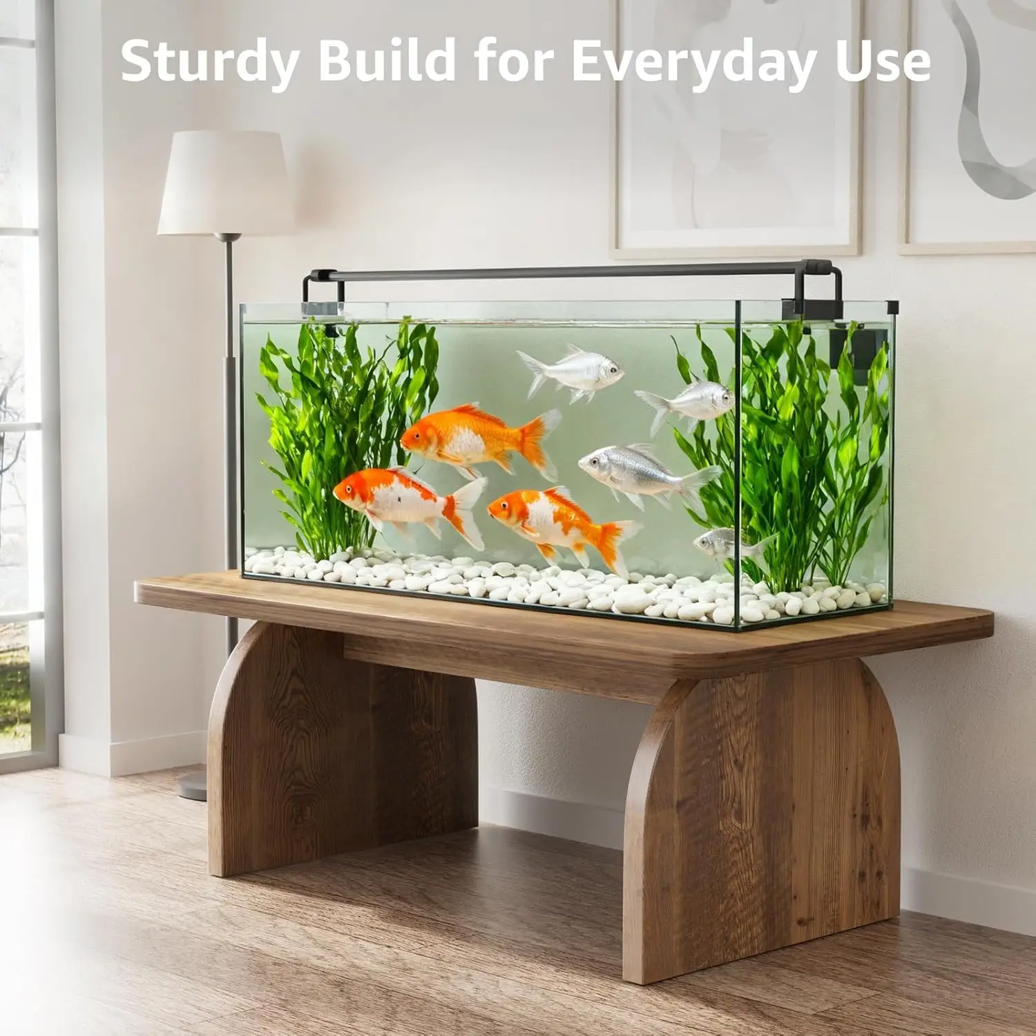 طاولة قهوة لغرفة المعيشة - طاولة قهوة مستطيلة من خشب البلوط للمزرعة، طاولة مركزية خشبية صلبة باللون البني العضوي Mo