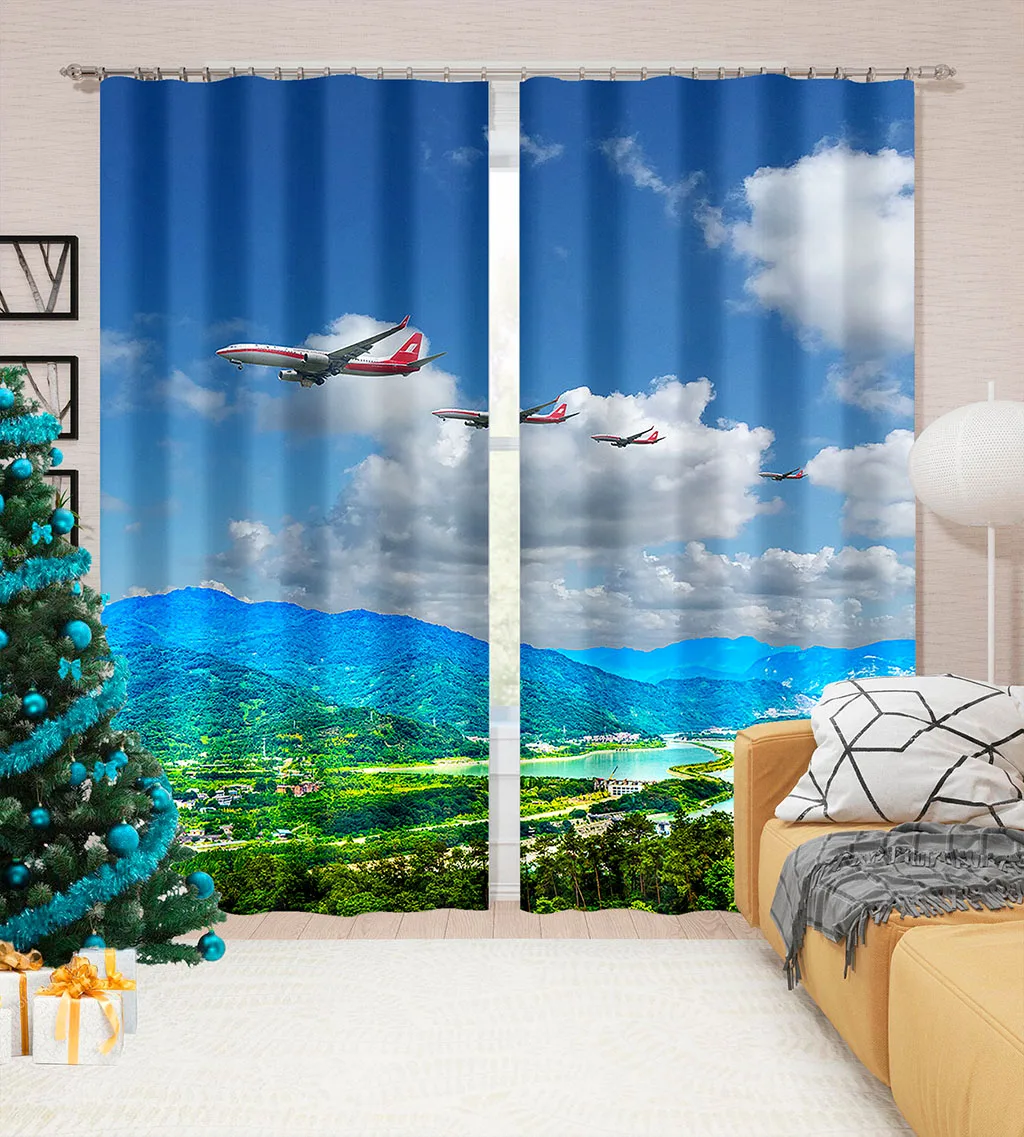 photo Blackout Window Drapes Luxury 3D Curtains green scenery fly curtains 3D Window Curtains For Living Room Bedroom