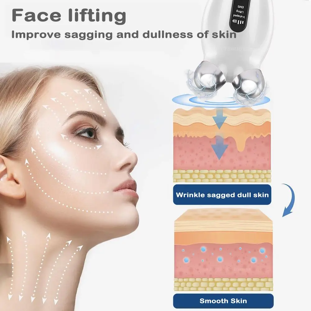 Gezichtsmassager Ems Microcurrent Roller Apparaat Voor Face Lifting Vibrator Anti Wrikle Dubbele Kin Verwijderaar Face Lift Machine