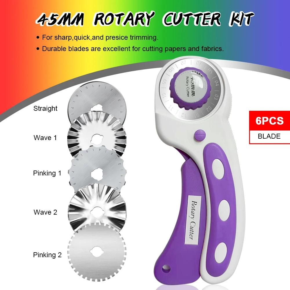 

45mm Round Hob Rotary Cutter Fabric Sewing Leather Cloth Cutting Tool for Patchwork Fabric Quilting Leather Flat Rubber Hob
