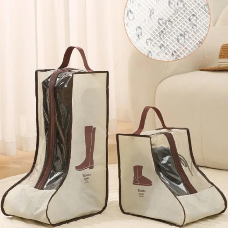 Waterproof PVC+non-woven Travel Shoe Packaging Bag Portable Dustproof High Heels Zipper Organizer Transparent Storage Tool