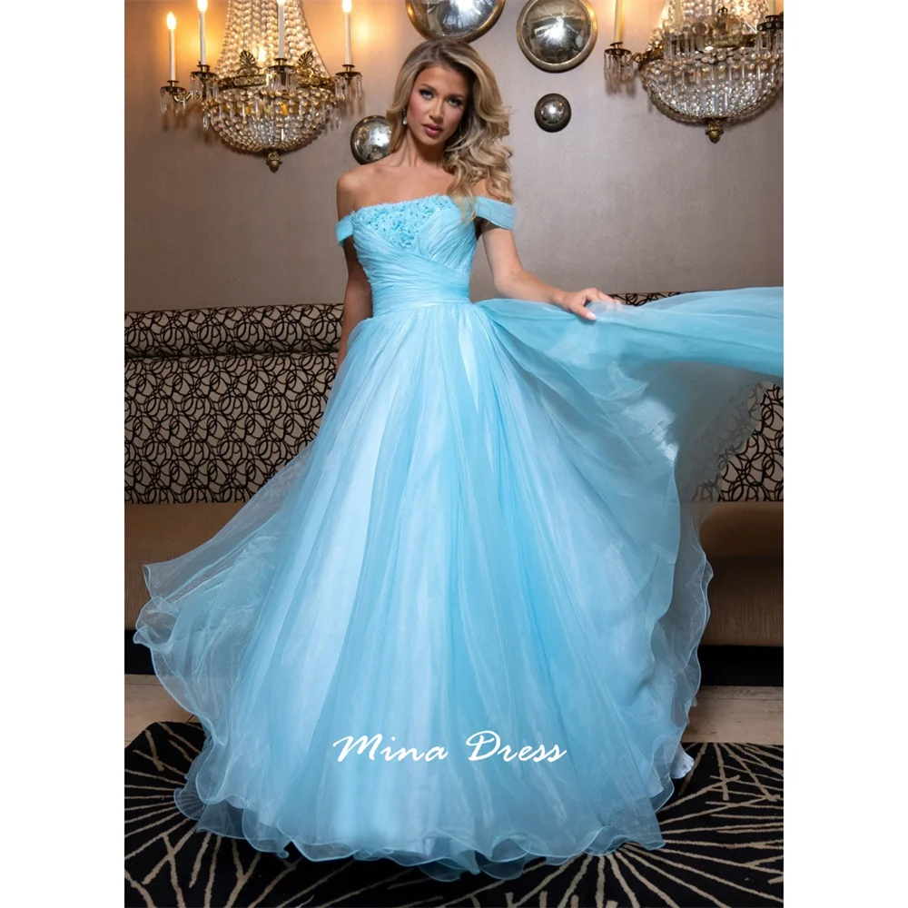 

Mina Piglet Breast Evening Dress Luxury Elegant Party Dress Customized Backless Crystal Sleeveless Flowers 2025 Strapless Prom