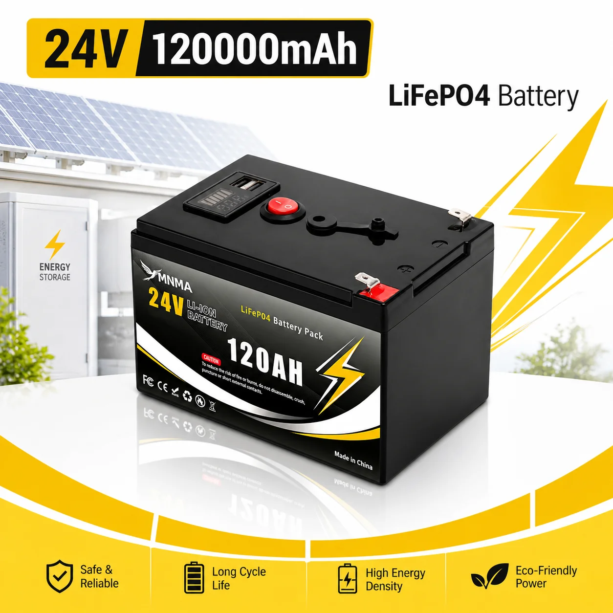 24V 100Ah 120Ah Lithium Iron Phosphate Battery 150A BMS Deep Cycle Lithium-Ion Rechargeable Battery for RVs and Solar Systems