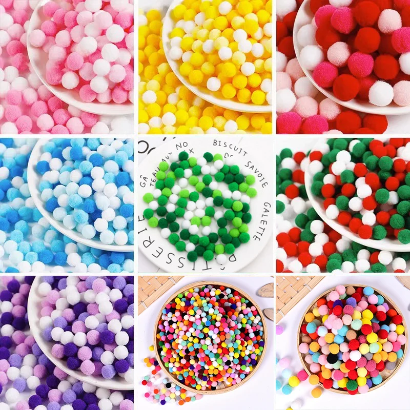 Macaron Pompom Fur Balls 8/10/15/30mm Colored Pompones DIY Soft Pom Poms Craft Originality Keychains Glue On Cloth Wedding Decor