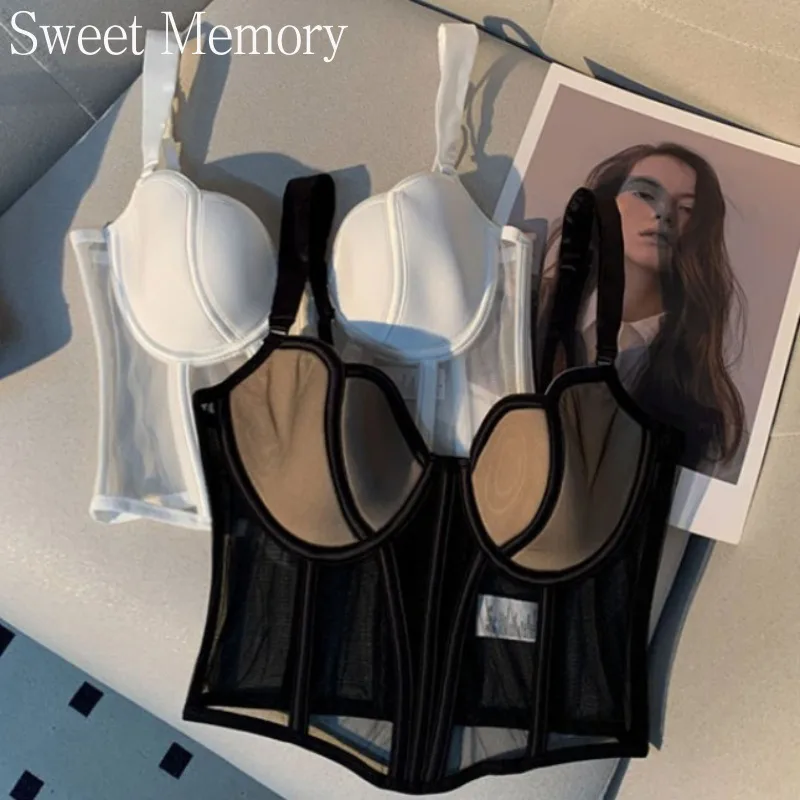 

Sweet Memory 2025 Women's Shapers Evening Corset Mesh Camisole Inner Wear Corset Crop Top Waist-Tight Sexy Bra Women's Intimate