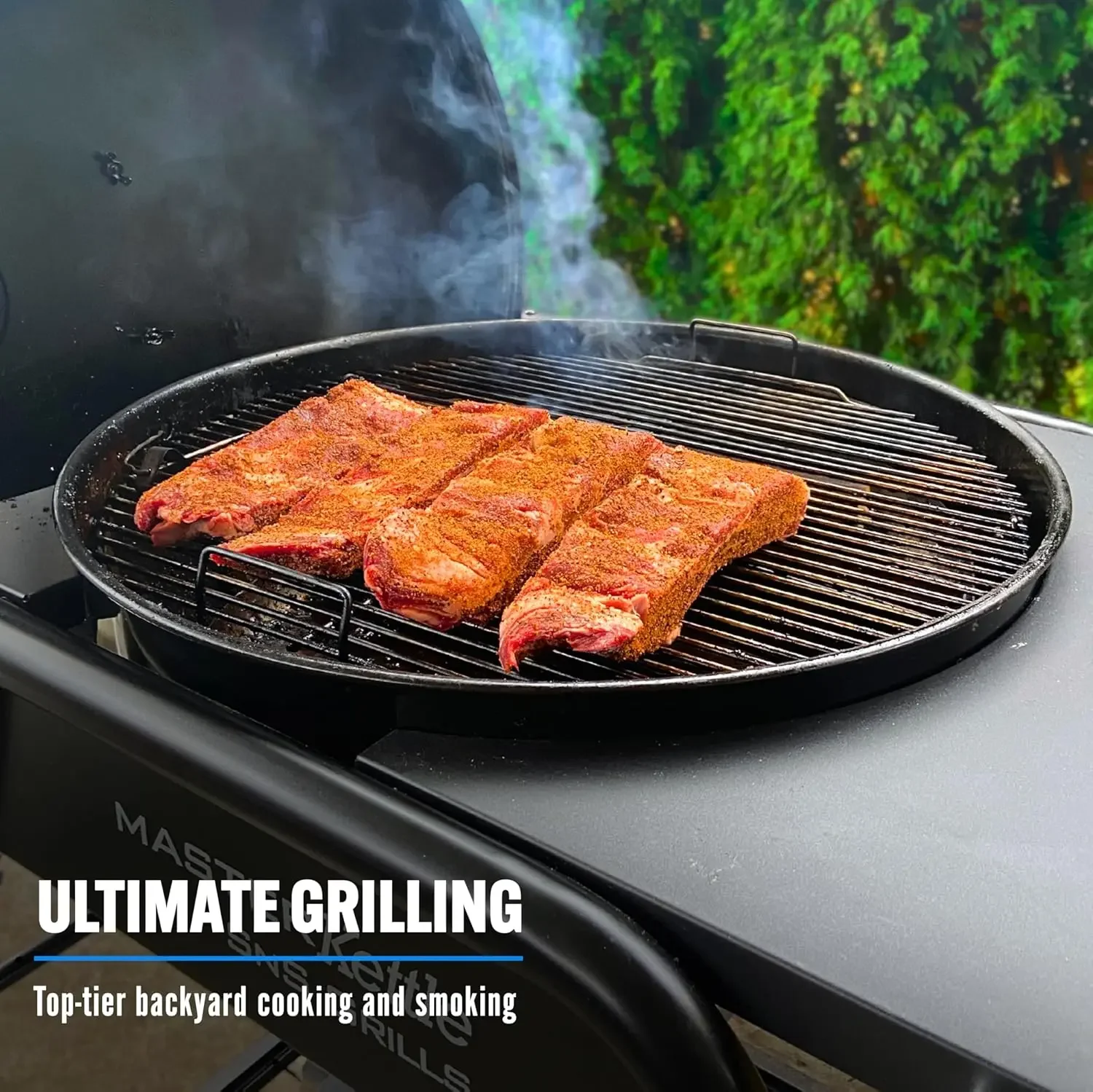 Charcoal Grill and Smoker with Patented Slow ‘N Sear Deluxe Insert, EasySpin Grate for Two-Zone Cooking