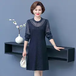 Short Mom Dress Middle-aged Woman's Base Dress Western Style