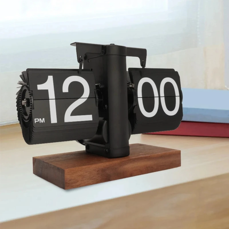 

Portable digital flip clock, automatic flip clock, retro and simple home decor, living room clock, mechanical flip clock