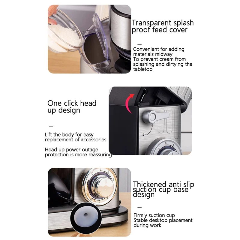 خلاط طعام تجاري سعة 7.3Qt بقدرة 450 وات ماكينة عجان دوارة مزدوجة معدات خبز لمطعم بيتزا