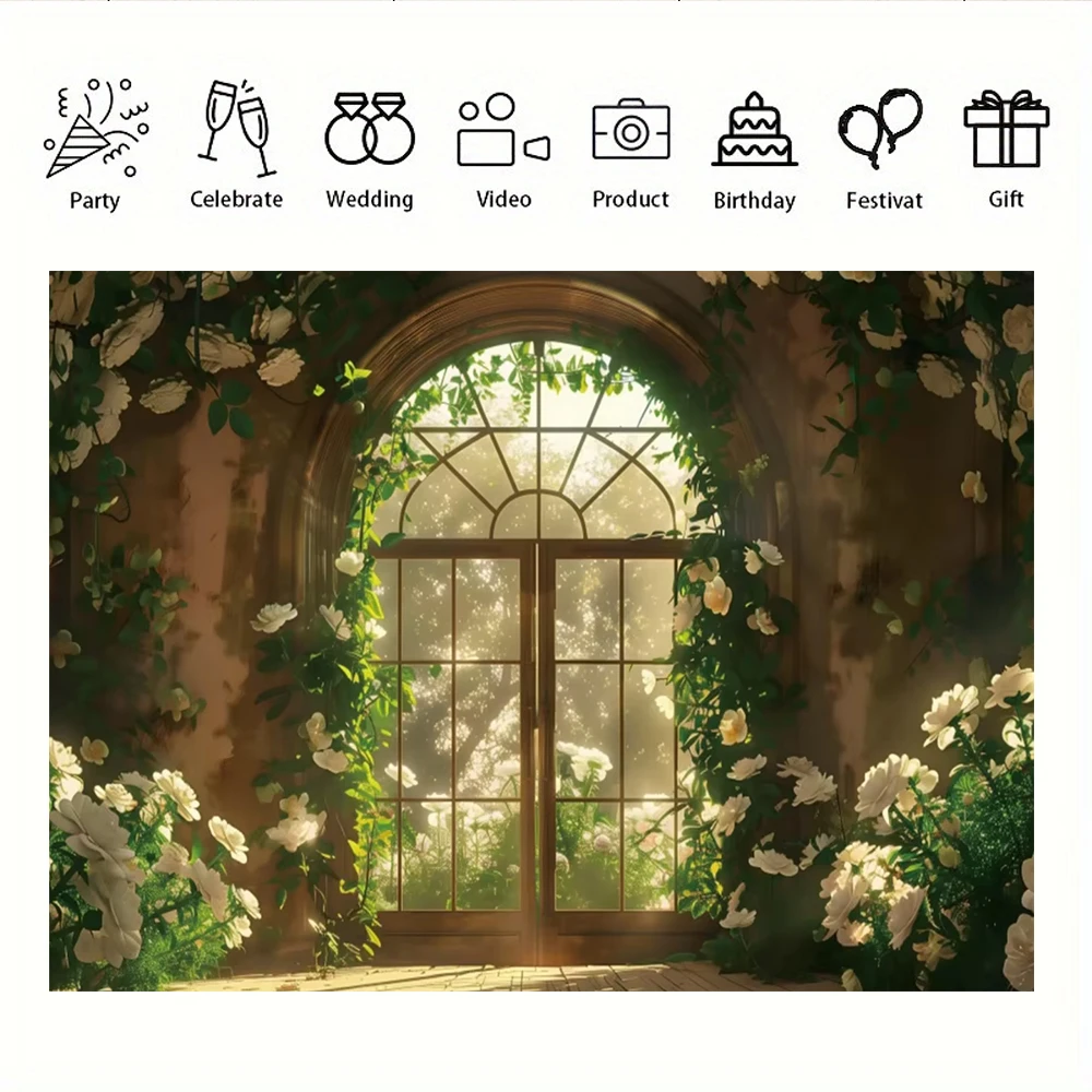 Floral Flower Romantic Wedding Arch Birthday Wedding Backdrop Girl Women Adult Art Portrait Photography Poster Wall Photo Studio