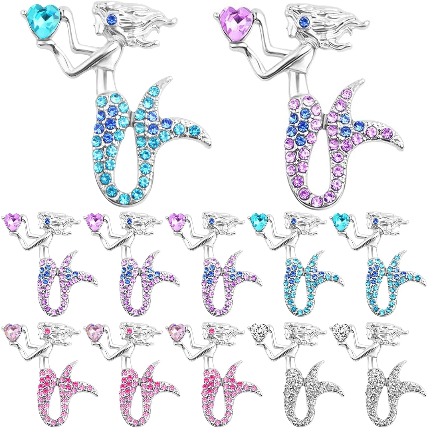 

12Pcs Rhinestone Mermaid Charms Alloy Ocean Fish Mermaid Shape Dangle Pendants with Shiny Diamonds for DIY Bracelet Necklace