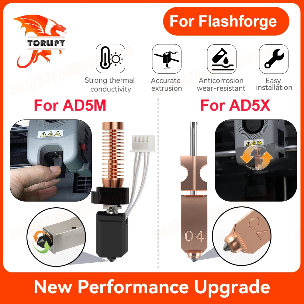 �y�Z�[�����z�A�b�v�O���[�h�p Flashforge Adventurer 5M/5M Pro/AD5X �z�b�g�G���h �m�Y�� �L�b�g 0.4mm AD5M/5M/AD5X �����m�Y�� 3D �v�����^�[ �A�N�Z�T���[