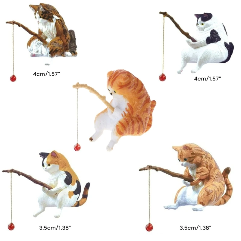 Câu Cá Mèo Đồ Trang Trí Bể Cá Cảnh Quan Tượng Hoạt Hình Mini Nhựa Hình Tượng
