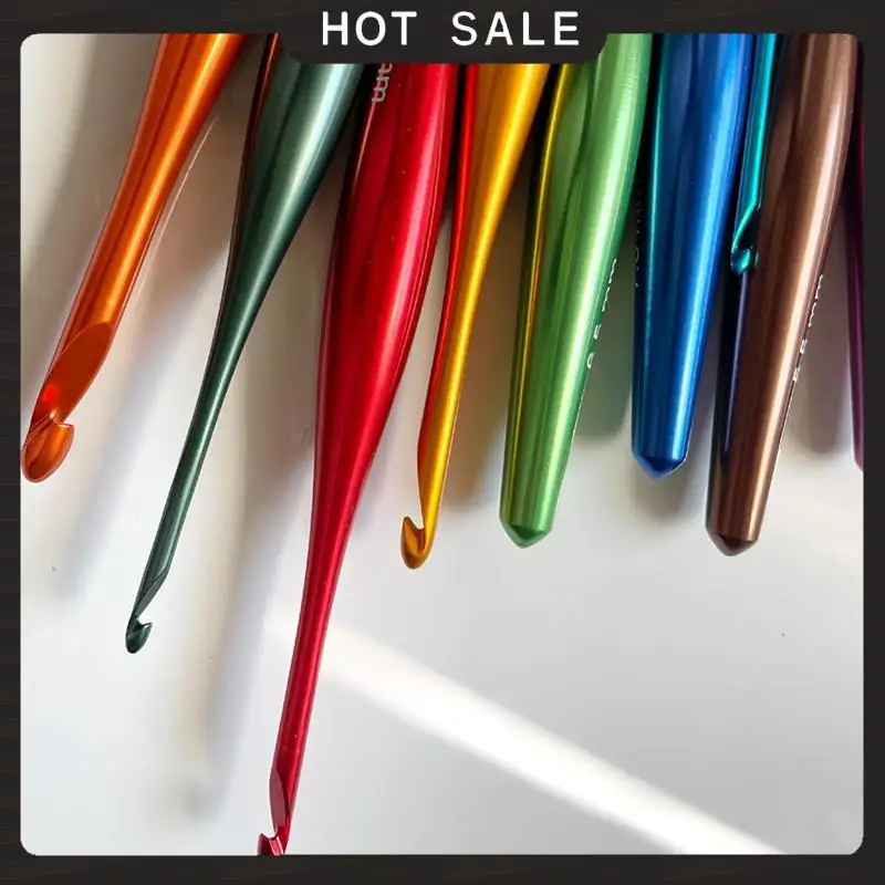 24-Hour Delivery Hand-Polished Aluminum Crochet Hooks, Ergonomic Design-9Pcs Set Sizes(3.5Mm To 8Mm), Ideal For Comfortable Craf