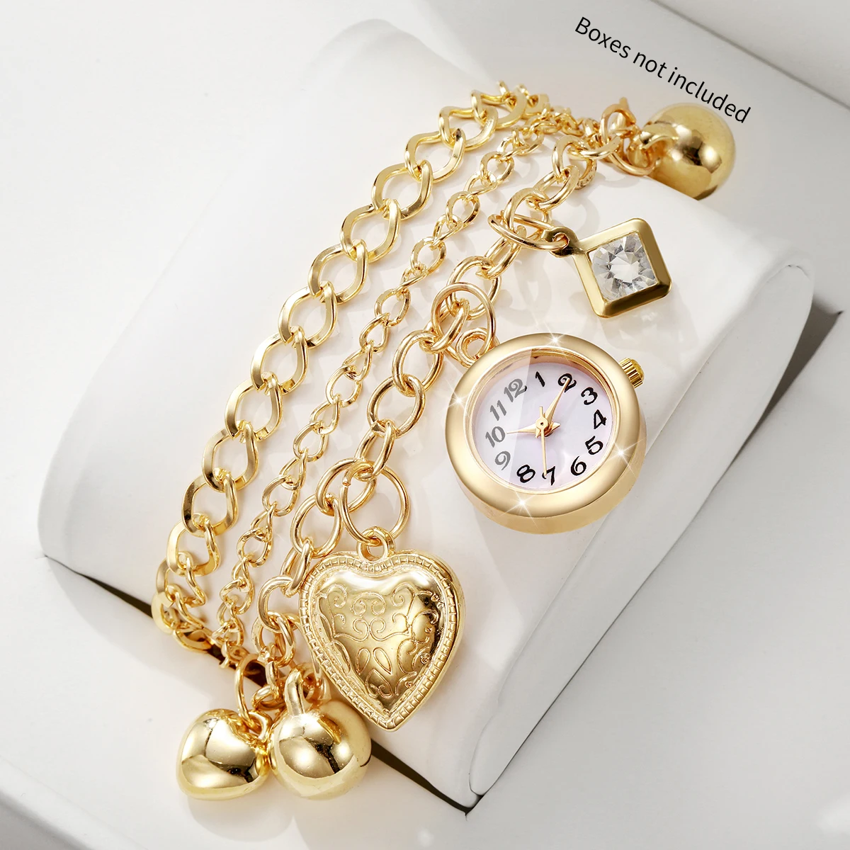 Fashion Multi‑Layer Bracelets Women Quartz Watch Heart Bell Charm Quartz Ladies Dress Wristwatches Relogio Feminino（Without Box）
