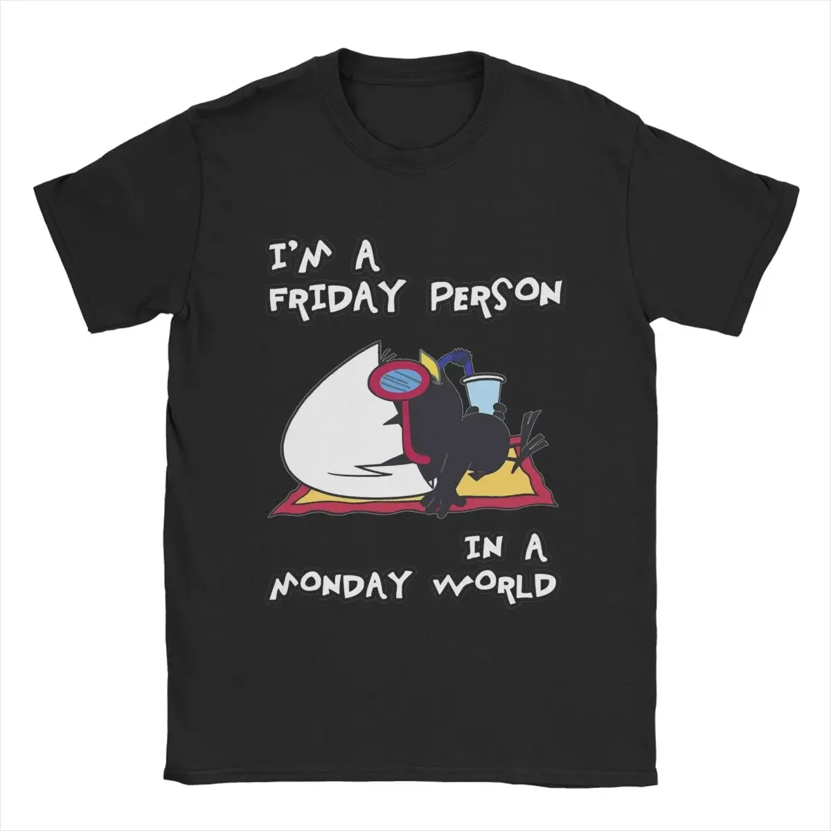 

I'm A Friday Person In A Monday World T-Shirts for Men Novelty Cotton Tees Round Collar T-Shirts