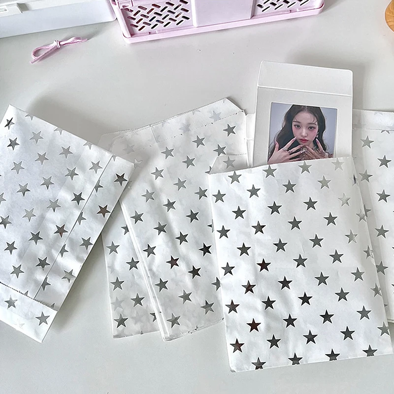 10 Pcs Ins Style Simple Silver High Grade Star Hot Silver Paper Bag Gift Packaging Bag Card Packaging Materials