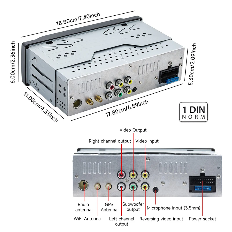 PHYEE 1 Din راديو Carplay اللاسلكي للسيارة Andorid، نظام ملاحة GPS، بلوتوث، Android-Auto، Wifi، FM RDS، شاشة لمس 5 بوصة، B5006 #5