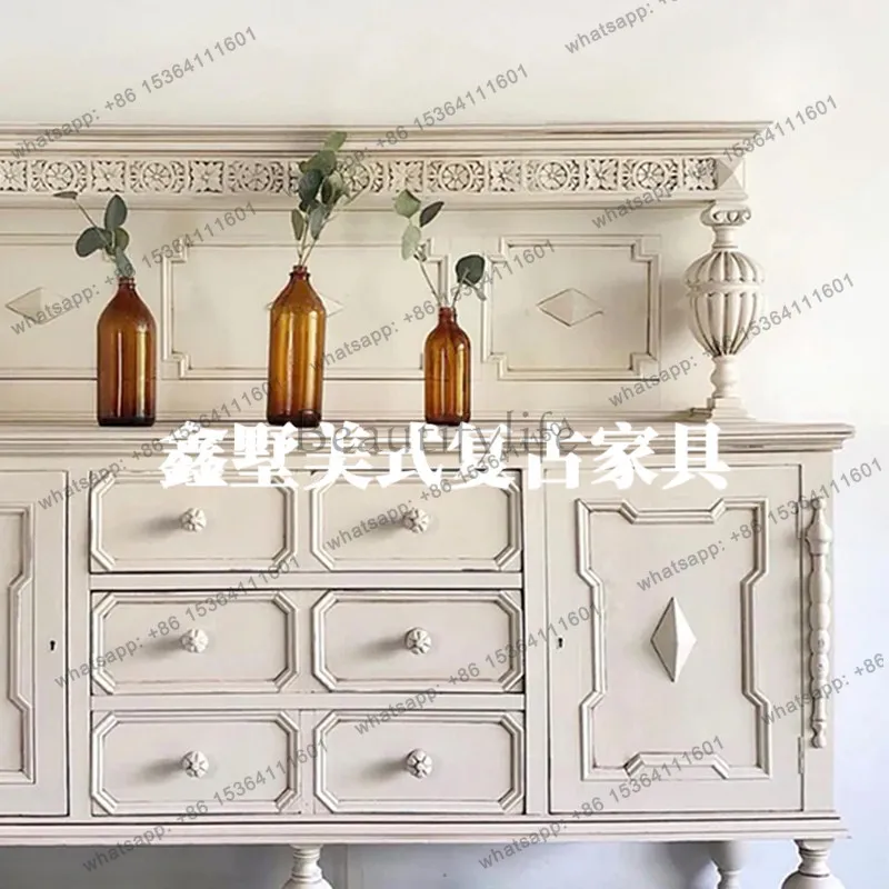 American solid wood edge dining cabinet small apartment kitchen integrated wall living room locker