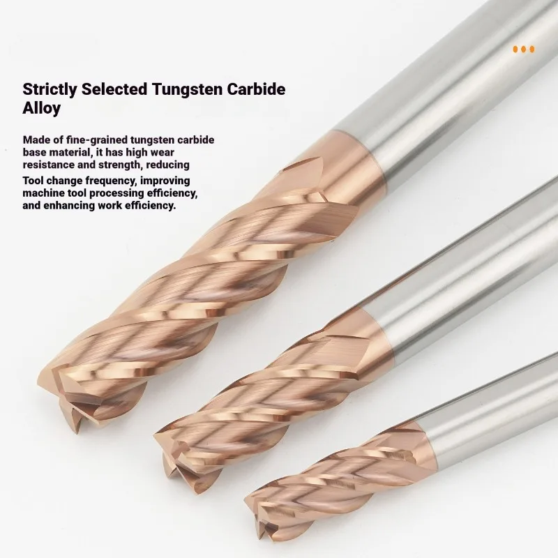 HRC55 Carbide End Mill 4 Flutes Tungsten Milling Cutter Alloy Coating For Metal Steel CNC Machining 1 to 20MM