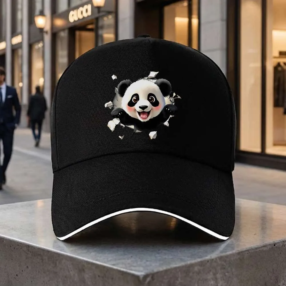 Panda Breaking Through Wall Graphic Trucker Hat Unisex Polyester Adjustable Outdoor Baseball Cap