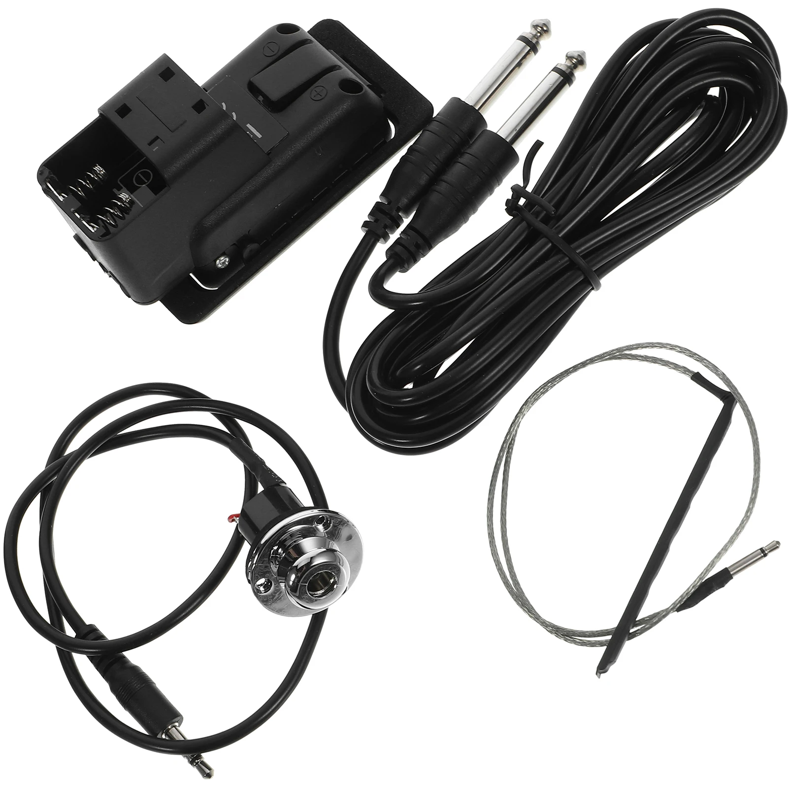 

4-Band Equalizer for Folk Guitar Acoustic Pickup System Treble Bass Volume Control Preamp Low Indicator Black Guitar