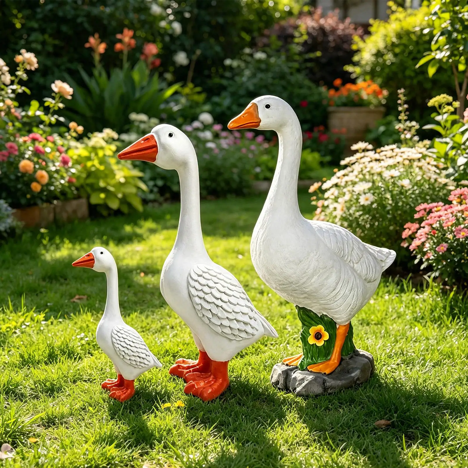 Realistic Large Goose Statue, All-Weather Resin Lawn Decor, Durable Outdoor Garden Ornament for Farmhouse Yard Pathway Driveway